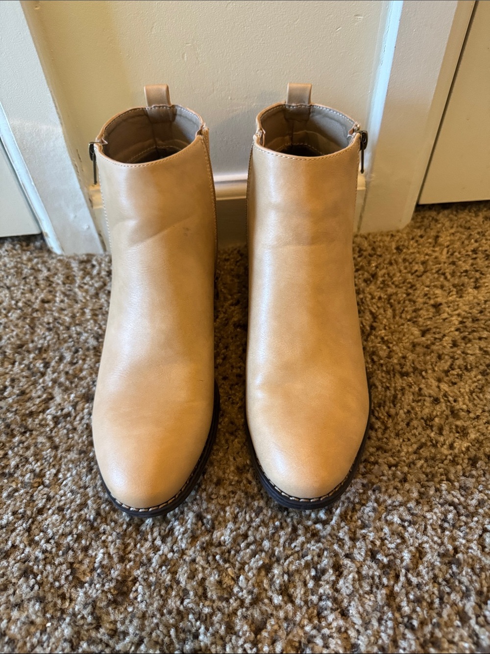 Women's Tan Ankle Booties - Sleek Zip Comfort
